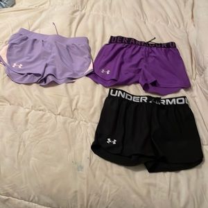 3 youth medium under armour shorts.